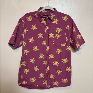 Ryogoku Super Massive Short Sleeve Sumo Wrestler Button‎ Down Purple Size Medium